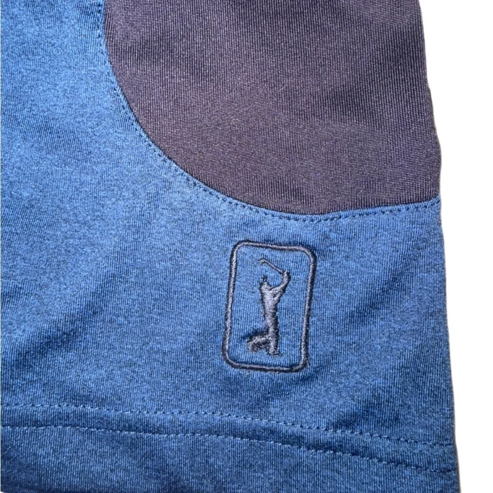 PGA TOUR Performance Golf Polo Shirt XL Blue Colorblock Sun Protection Easy Care
